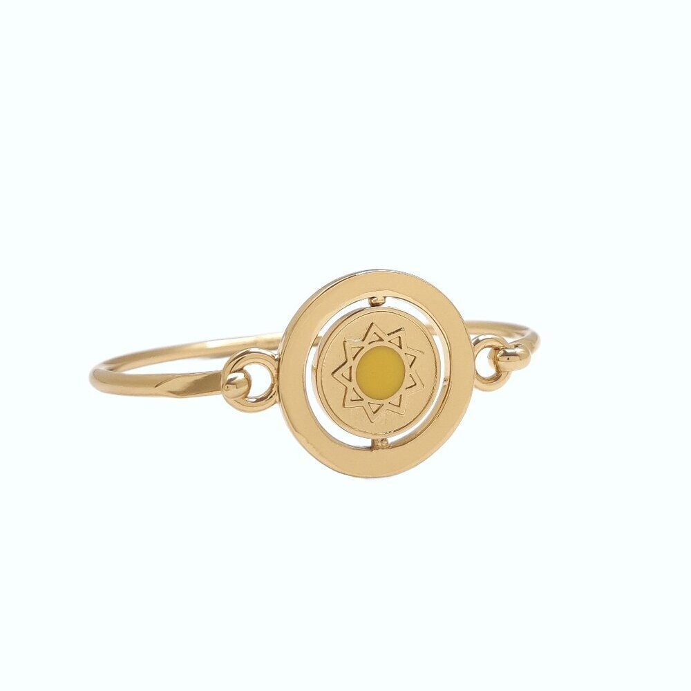 Carolee Yellow Sun Gold Tone Double Sided Charm Bangle Bracelet